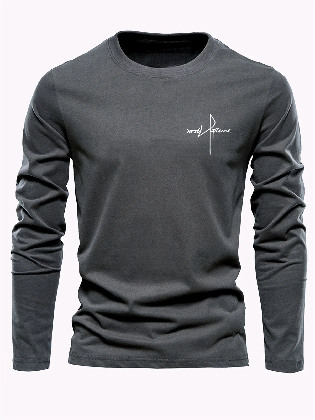 Men's Letter Print Long-Sleeve Casual T-Shirt