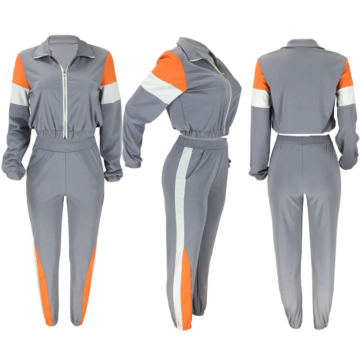 Women's Colour-Block Zip Jacket & Fitted Pants Set