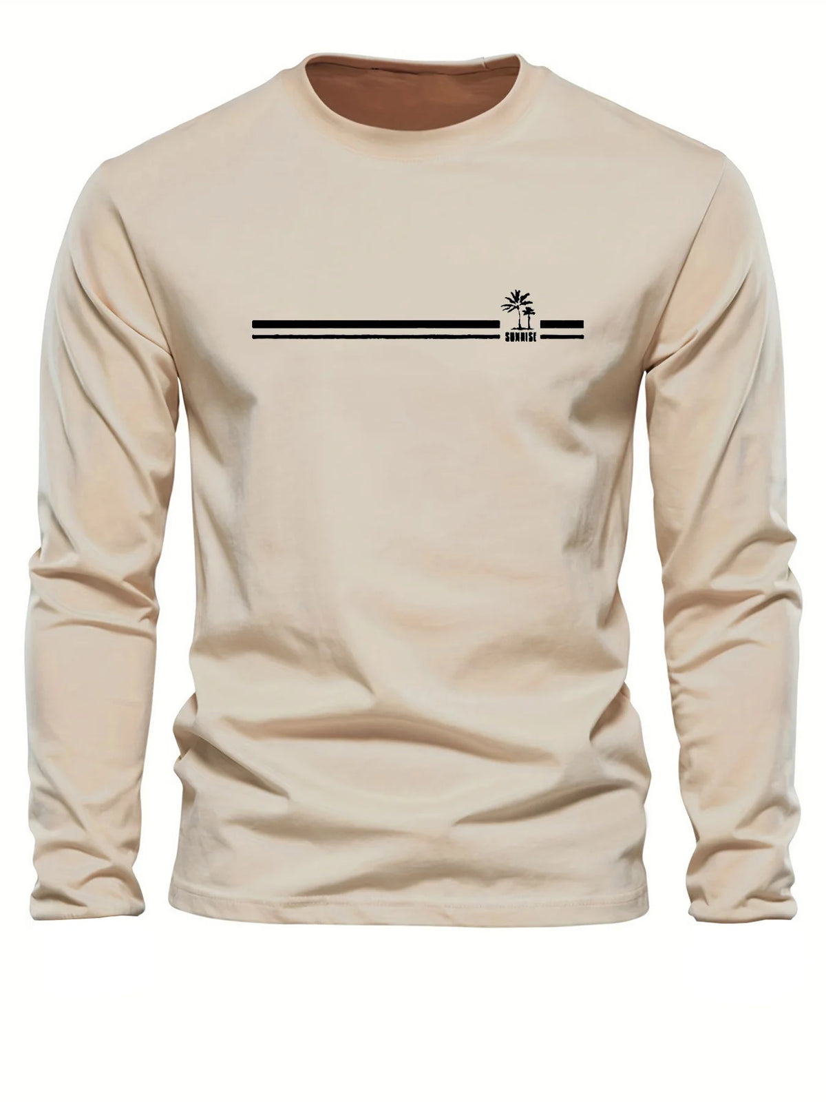 Men's Palm Tree Print Long-Sleeve Casual T-Shirt