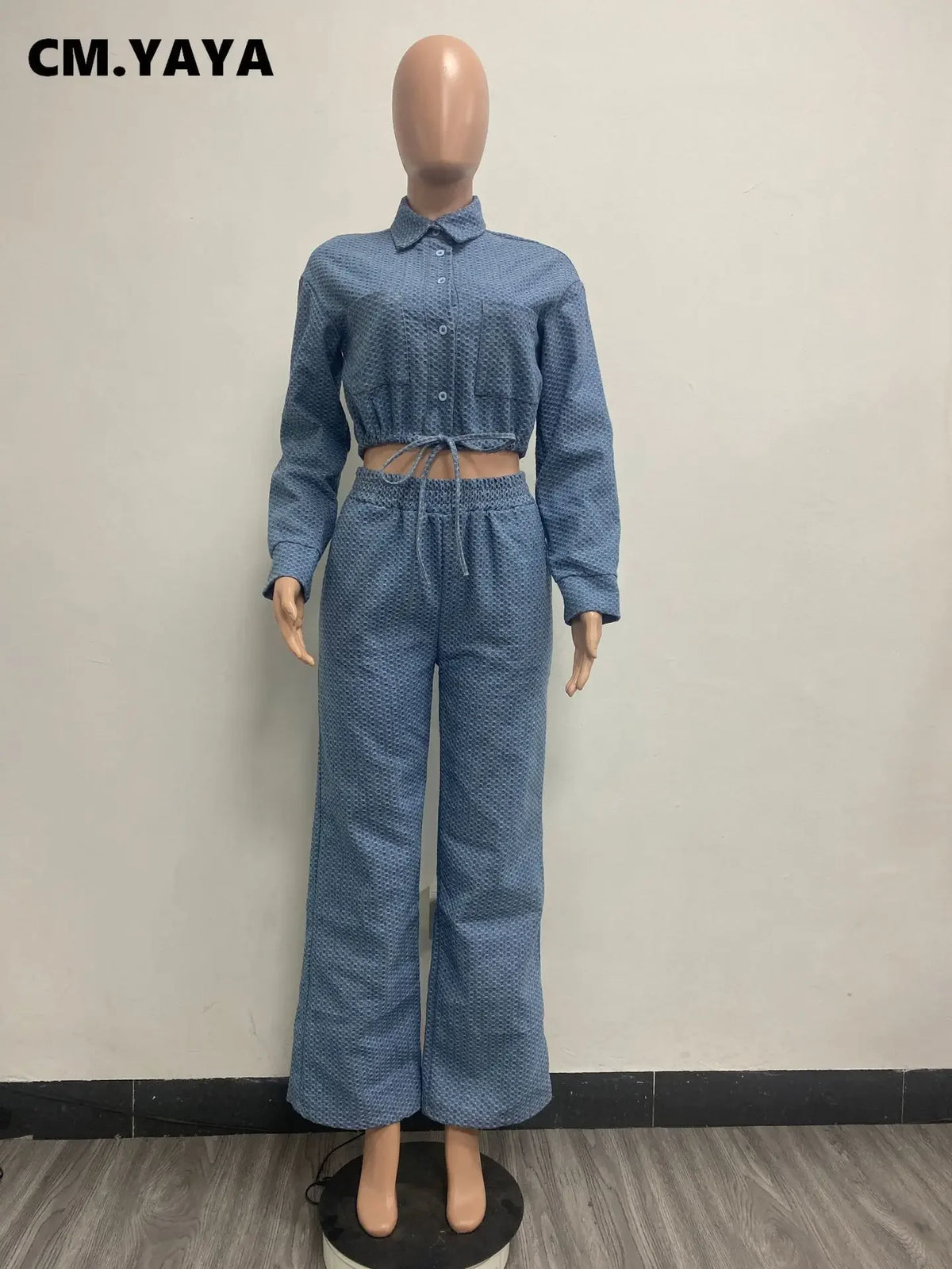 Women's Button-Front Denim Jacket & Wide-Leg Jeans Set
