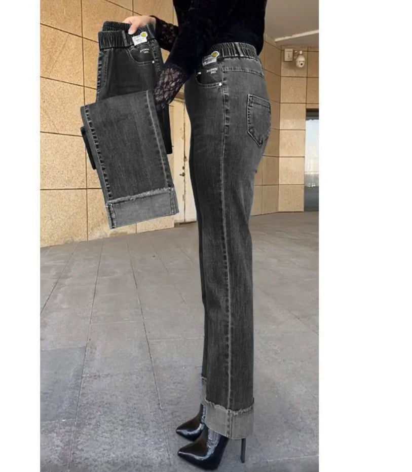 Women's High-Waist Stretch Straight-Leg Jeans — product view