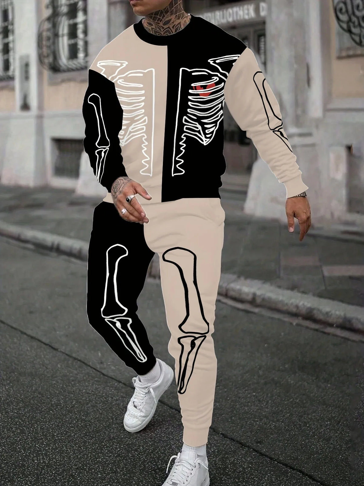 Men's Graphic Print Sweatshirt & Pants Set