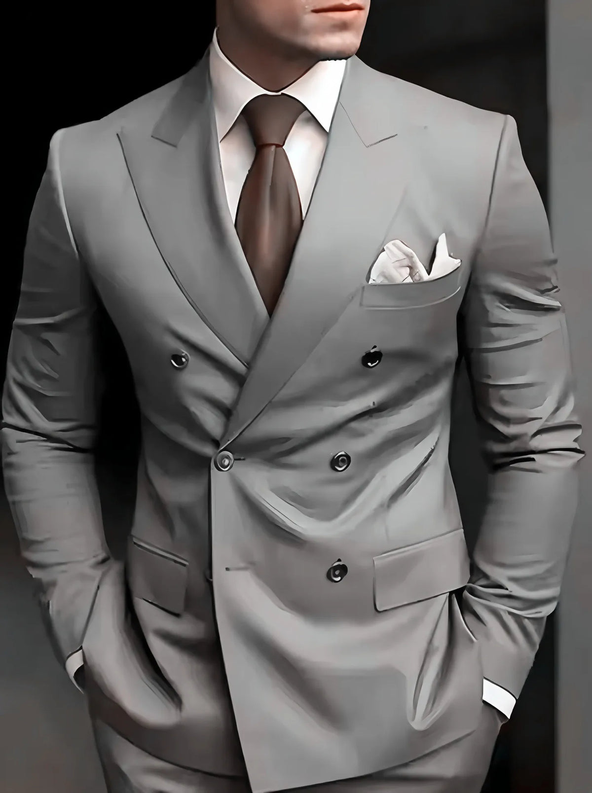 Men's Peak-Lapel Double-Breasted Suit