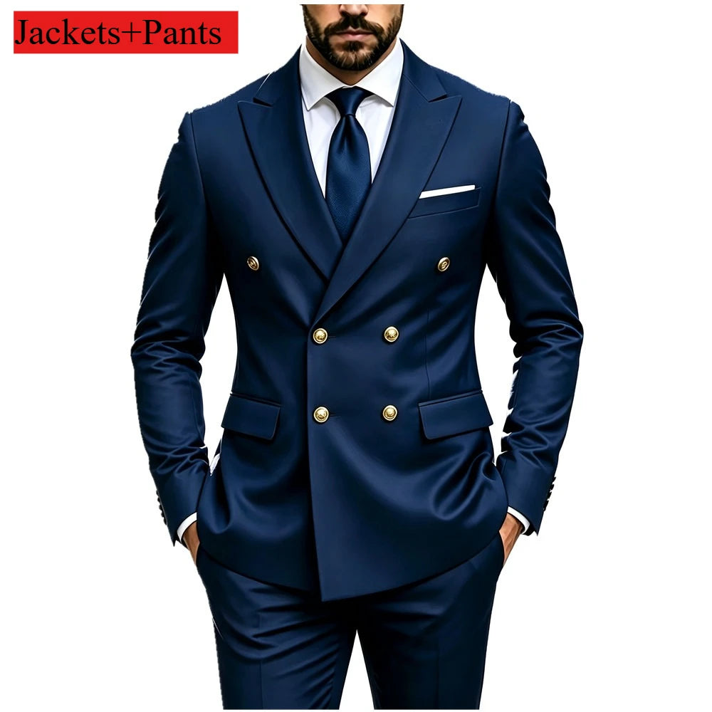 Men's Peak-Lapel Suit with Gold-Tone Buttons