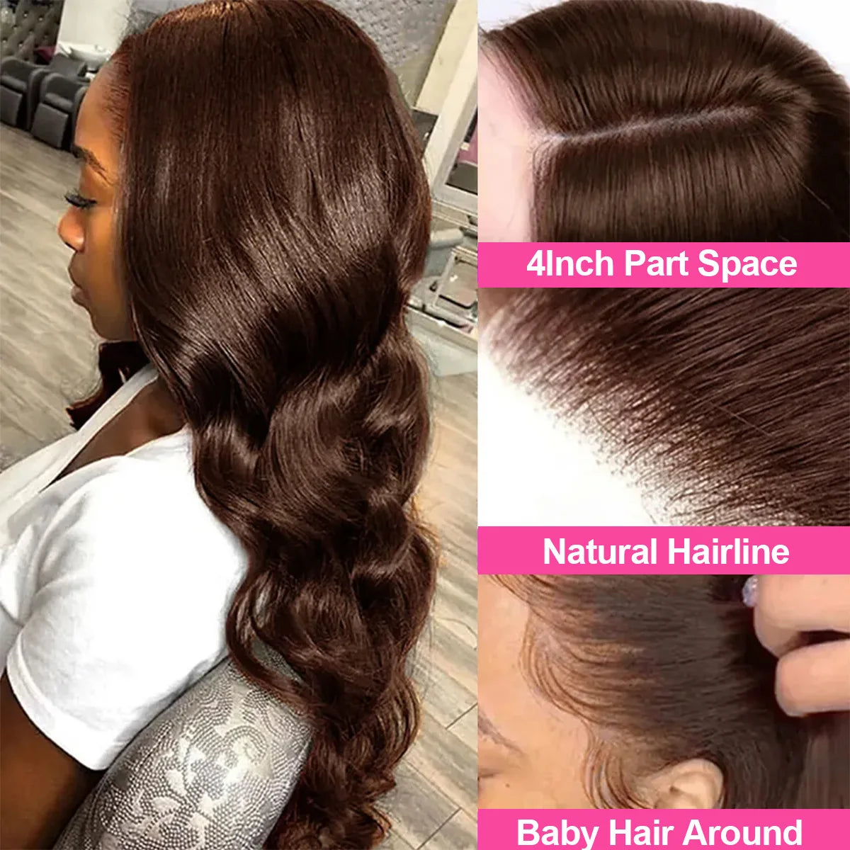 Chocolate Brown Body Wave Lace Wig — product view