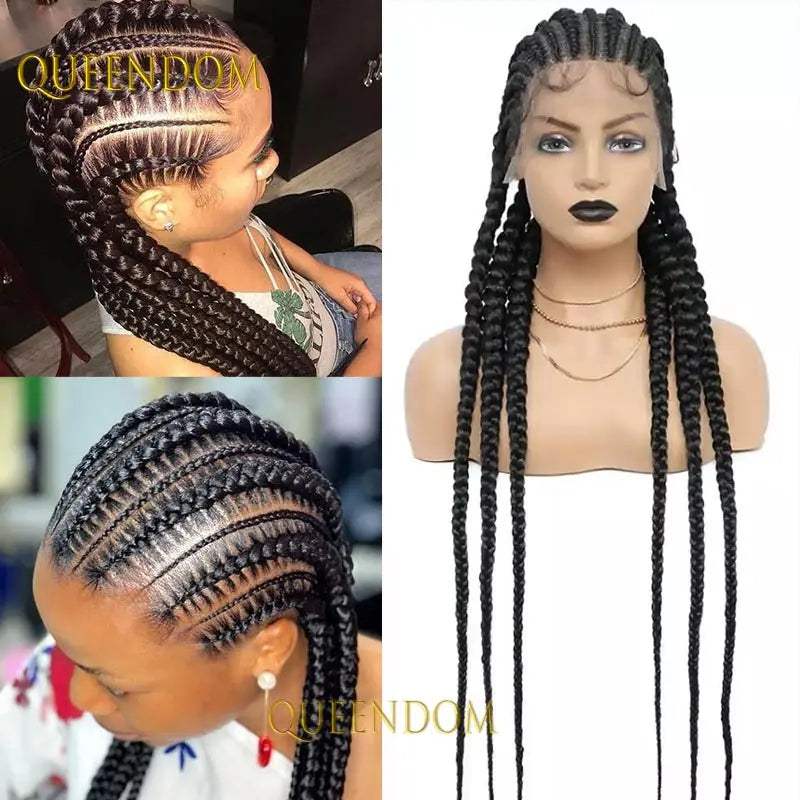 36" Synthetic Full Lace Wig Knotless Box Braid African Braided Wig - OSASCO