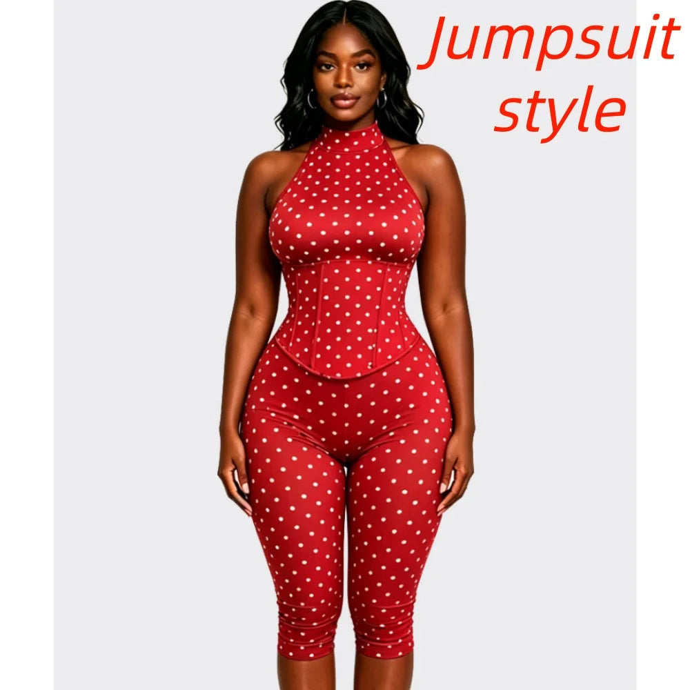 Women's Polka-Dot Halter Jumpsuit