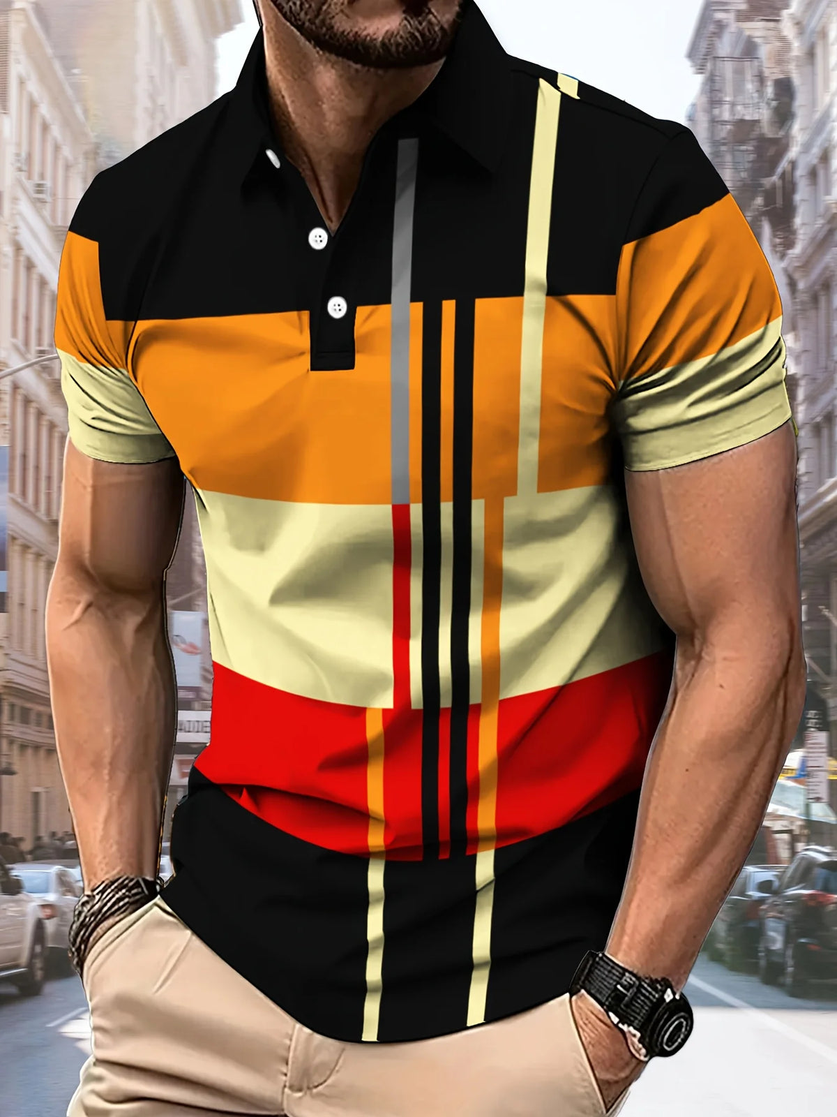 Men's Striped Polo Shirt