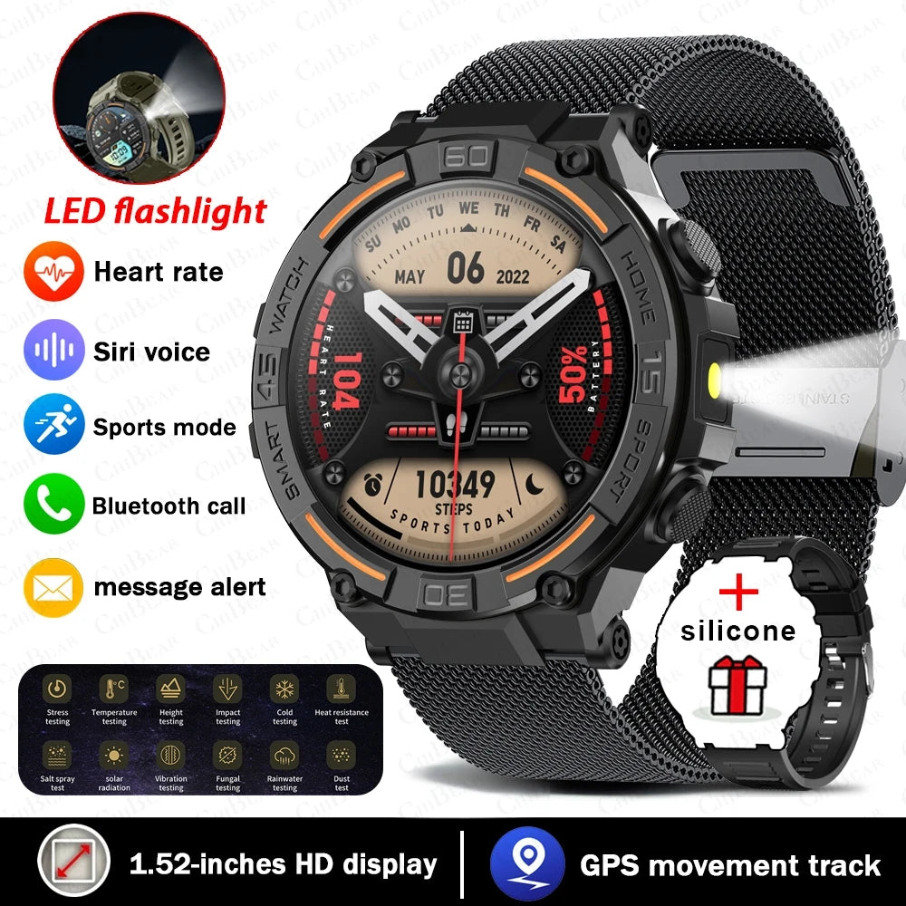 1.52-Inch Calling Smartwatch with Flashlight