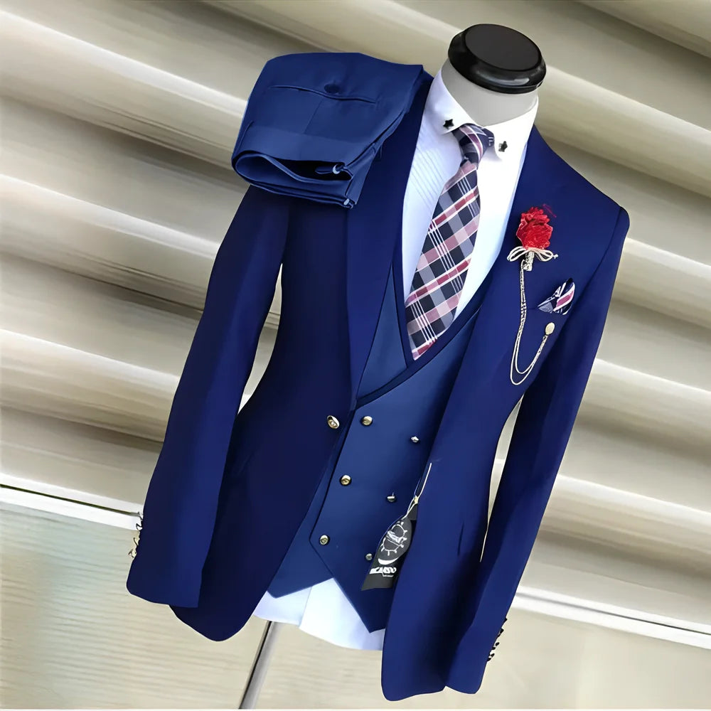 Men's Royal Blue 3-Piece Suit Set — product view