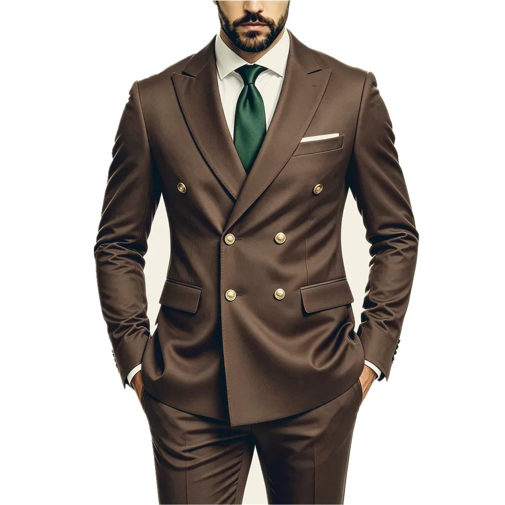 Men's Peak-Lapel Suit with Gold-Tone Buttons