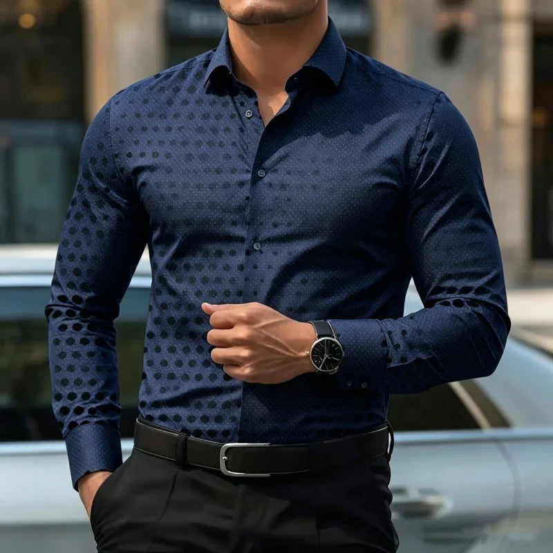 Men's Graphic Print Long-Sleeve Casual Shirt