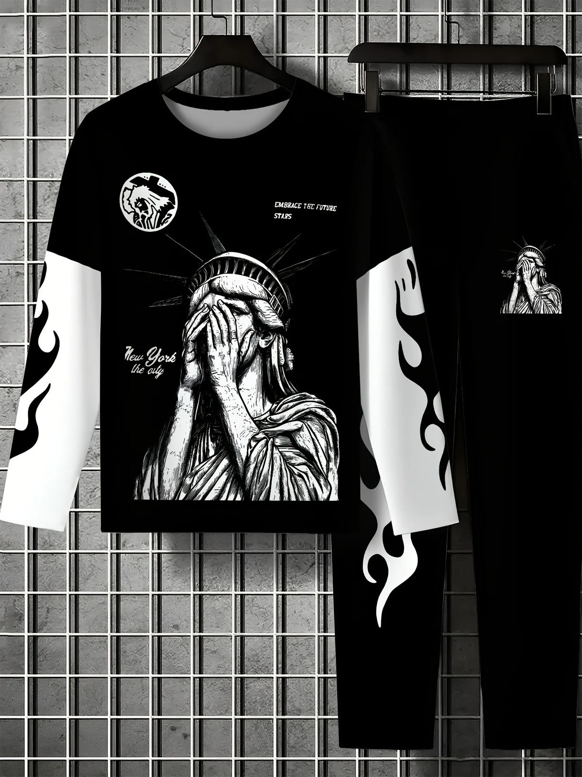 Men's Graphic Print Sweatshirt & Pants Set