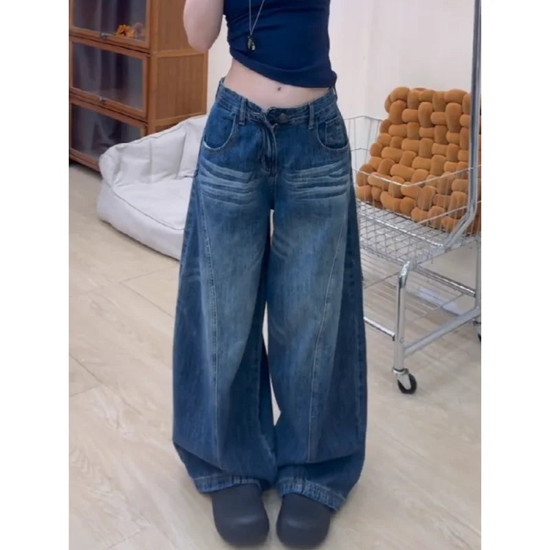 Women's High-Waist Floor-Length Wide-Leg Jeans — product view