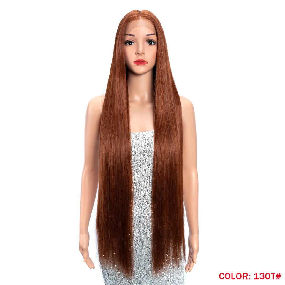38 Inch Straight Hair Synthetic Lace Front Wig High Temperature Fiber - OSASCO