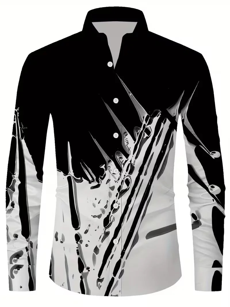 Men's Graphic Print Long-Sleeve Casual Shirt