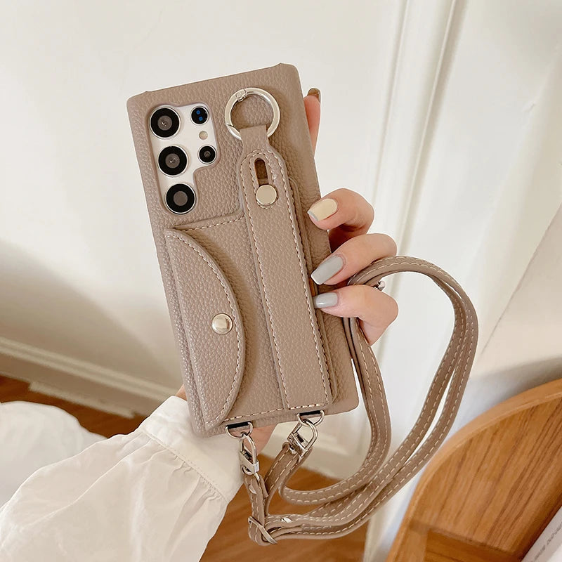 Wrist Strap Wallet Phone Case for Samsung Galaxy S20 Plus, S20 Ultra, S21, S21 Plus, S21 Ultra, S22, S22 Plus, S22 Ultra, S23 FE, S24, S24 Plus, S24 Ultra, S25, S25 Plus, S25 Ultra, S20, S23 Ultra, S26, S26 Plus, S26 Ultra, Note 20 & More Models