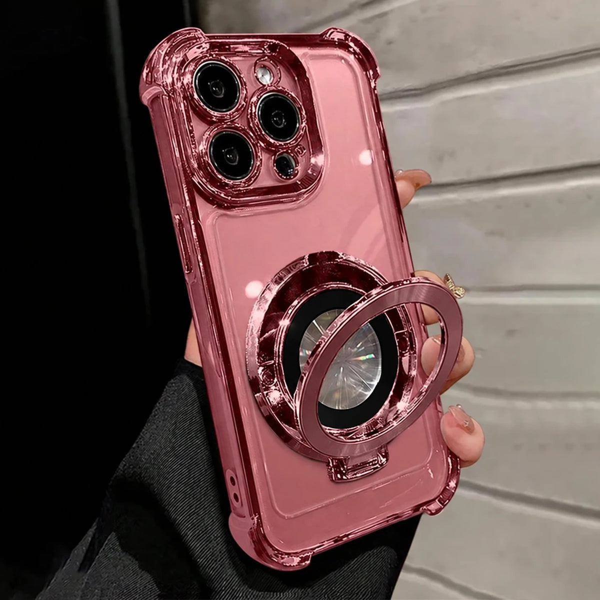 Metallic Magnetic Ring Stand Phone Case for iPhone 18 Pro Max, iPhone 18 Pro, iPhone 17 Pro, iPhone 17 Pro Max, iPhone 16 Pro Max, iPhone 17, iPhone 16 Pro, iPhone 16 Plus, iPhone 15 Pro Max, iPhone 16, iPhone 15 Pro & More Models