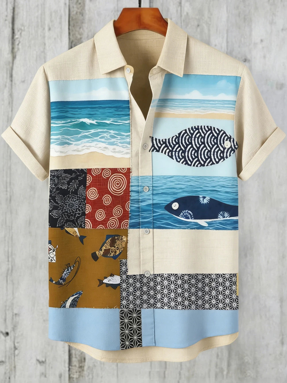 Men's Animal Print Short-Sleeve Casual Shirt
