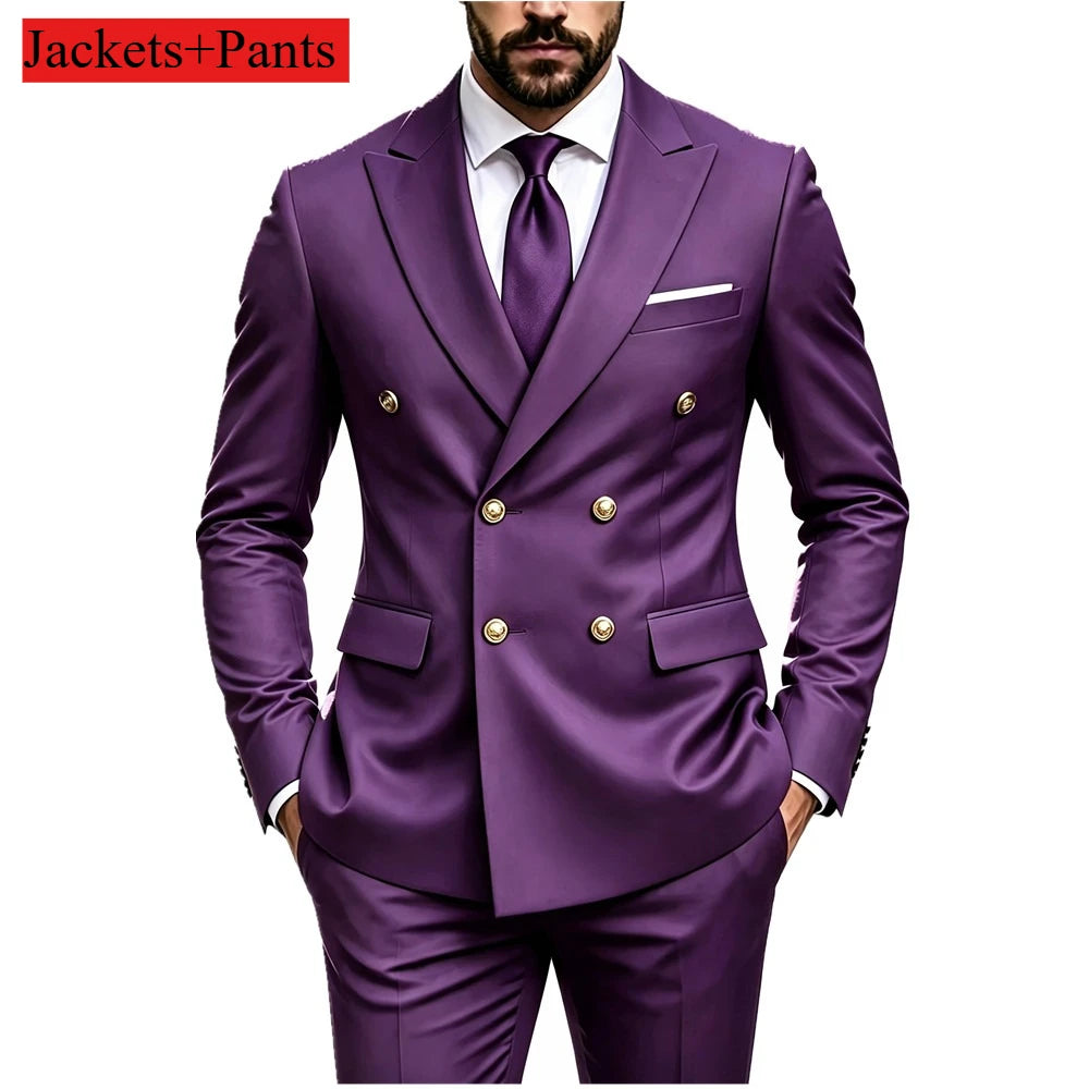 Men's Peak-Lapel Suit with Gold-Tone Buttons