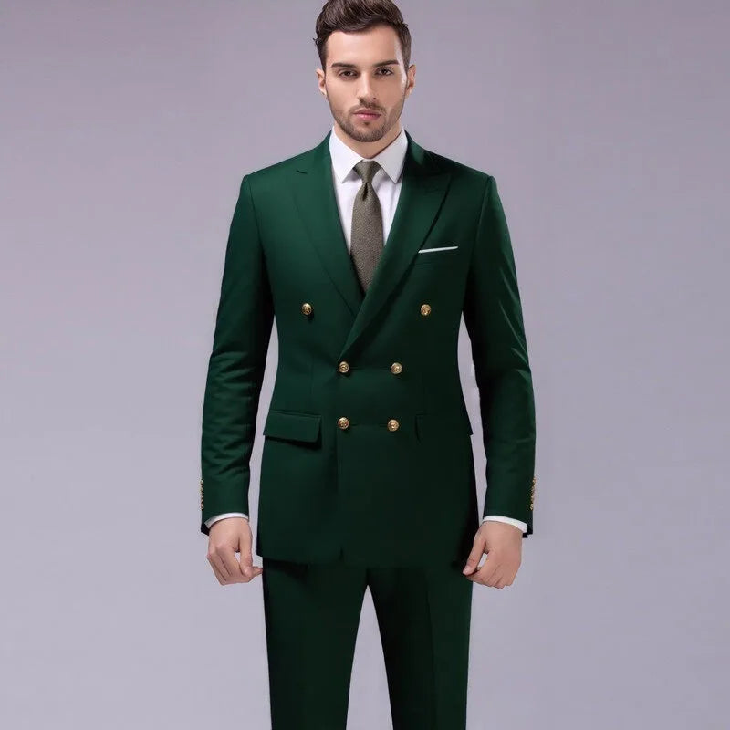 Men's Slim Fit Double-Breasted Two-Piece Suit