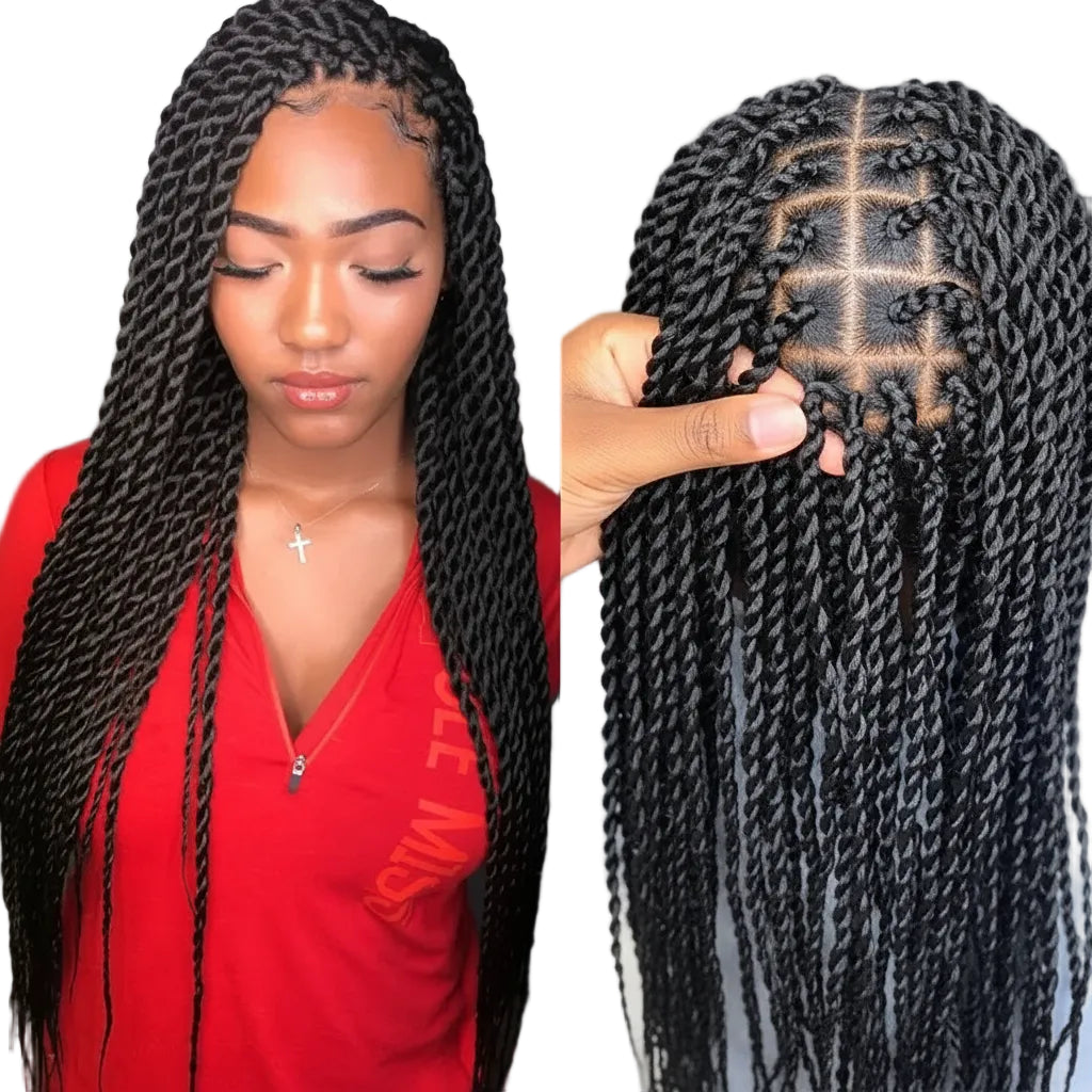 Twist Braided Wig Box Braided Lace Front Wig Synthetic Full Lace - OSASCO
