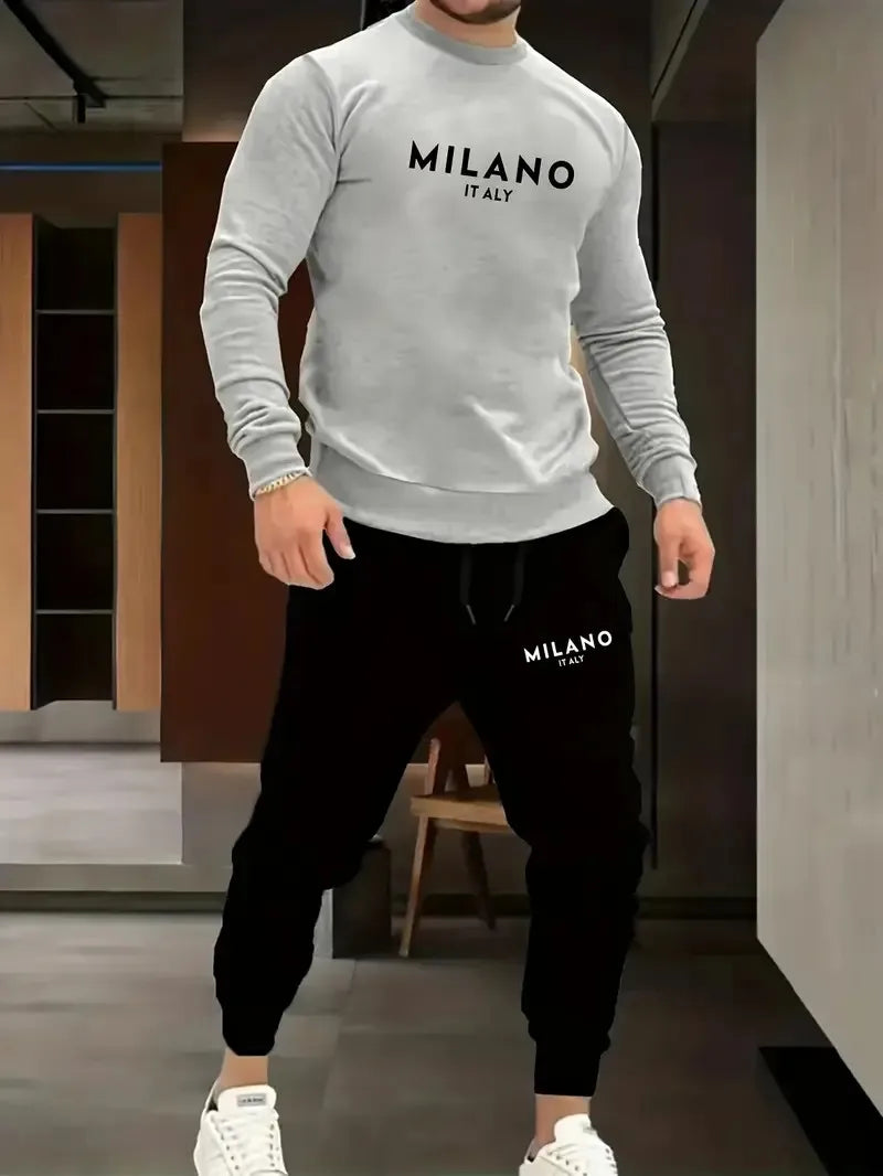 Men's Letter Print Hoodie & Pants Set