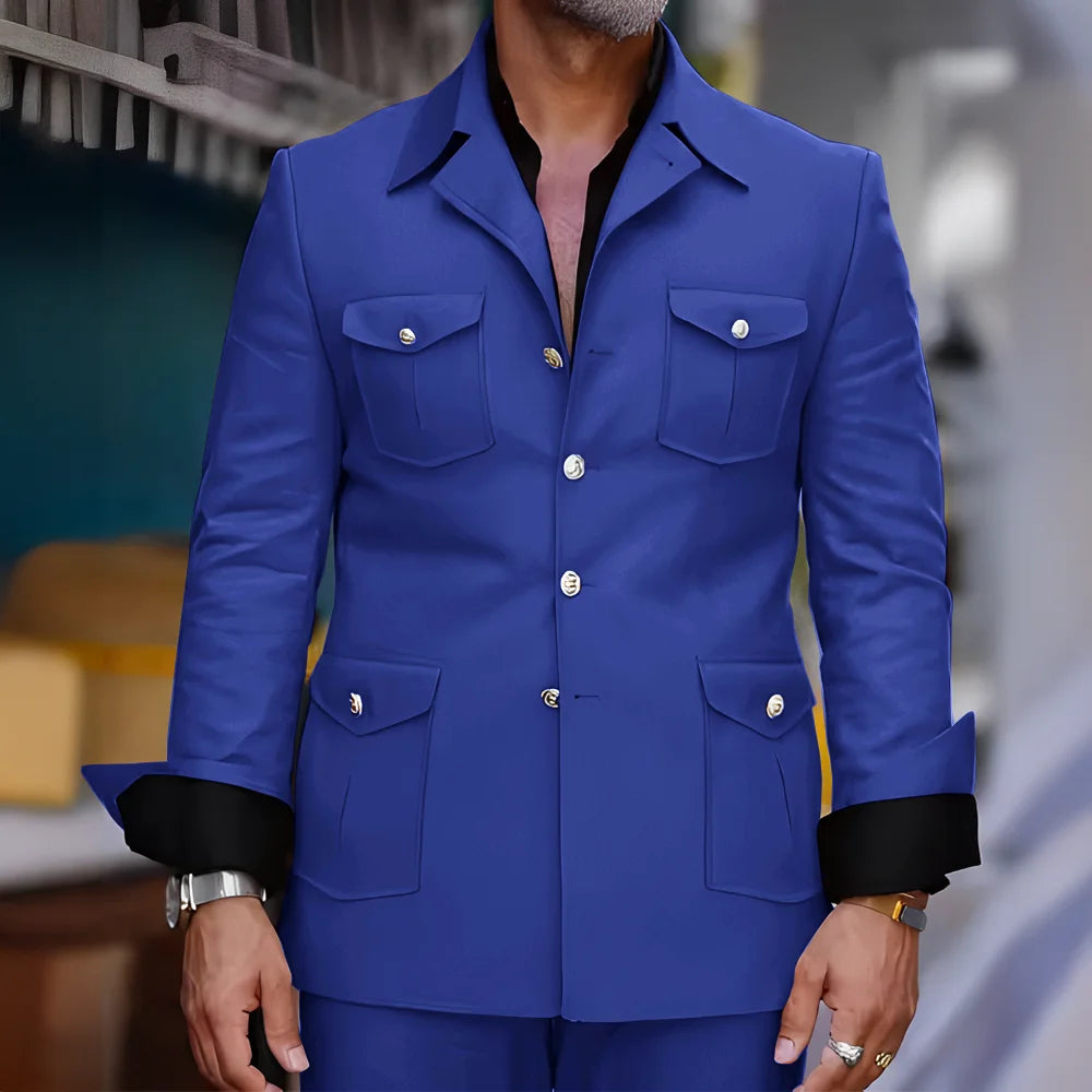 Men's Safari-Collar Jacket & Trouser Set