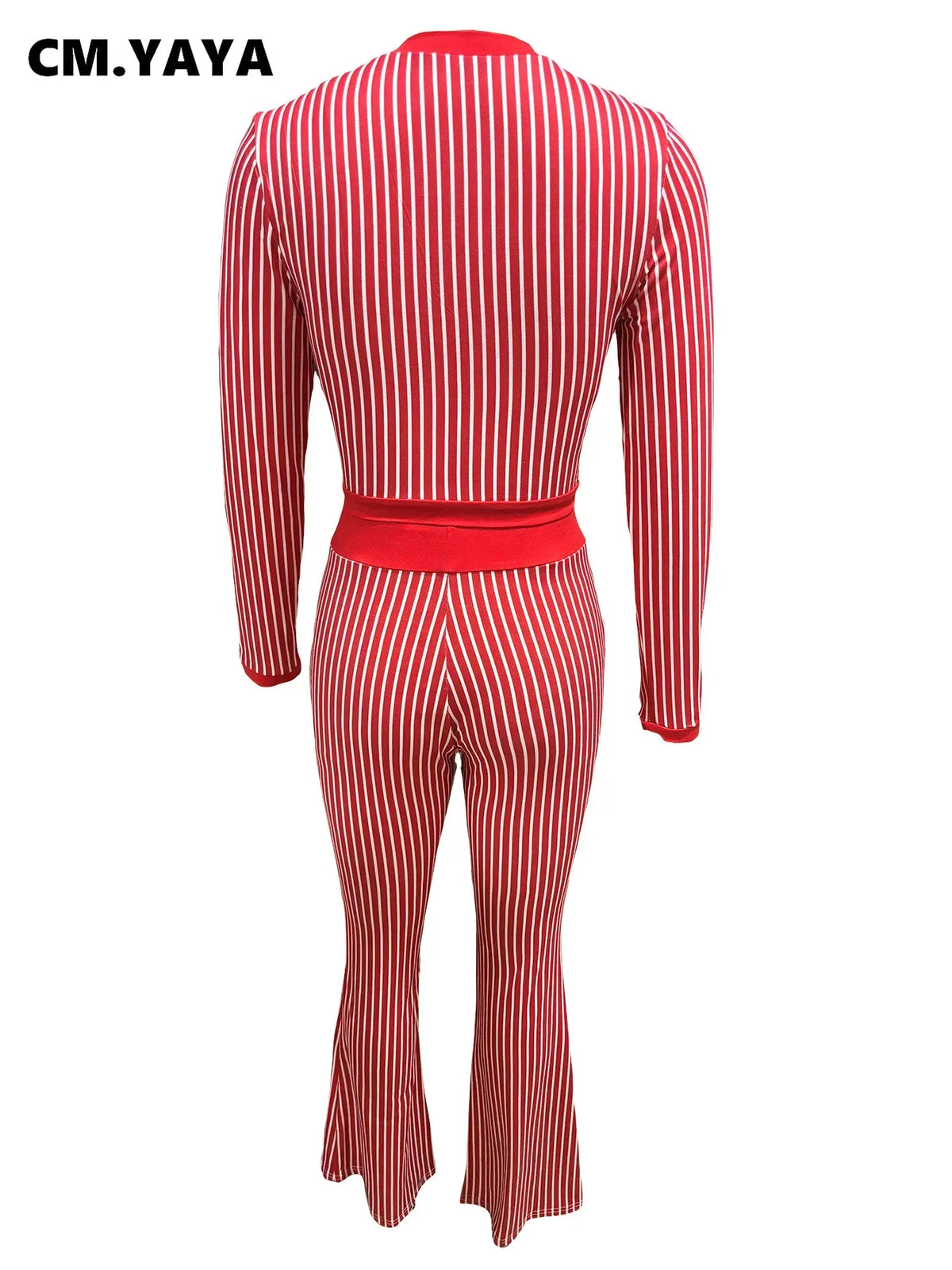 Women's Striped Crop Top & Flared Pants Set
