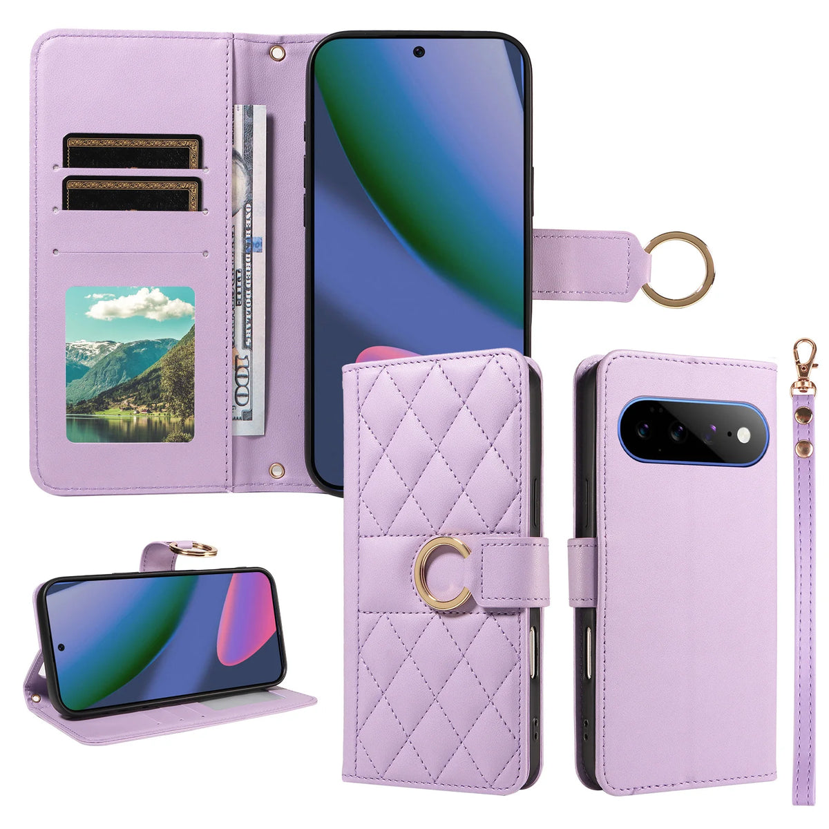Textured Flip Wallet Phone Case for Google Pixel 8a, Google Pixel 8 Pro, Google Pixel 9, Google Pixel 9 Pro XL, Google Pixel 9a, Google Pixel 9 Pro, Google Pixel 10, Google Pixel 10a, Google Pixel 10 Pro XL & More Models
