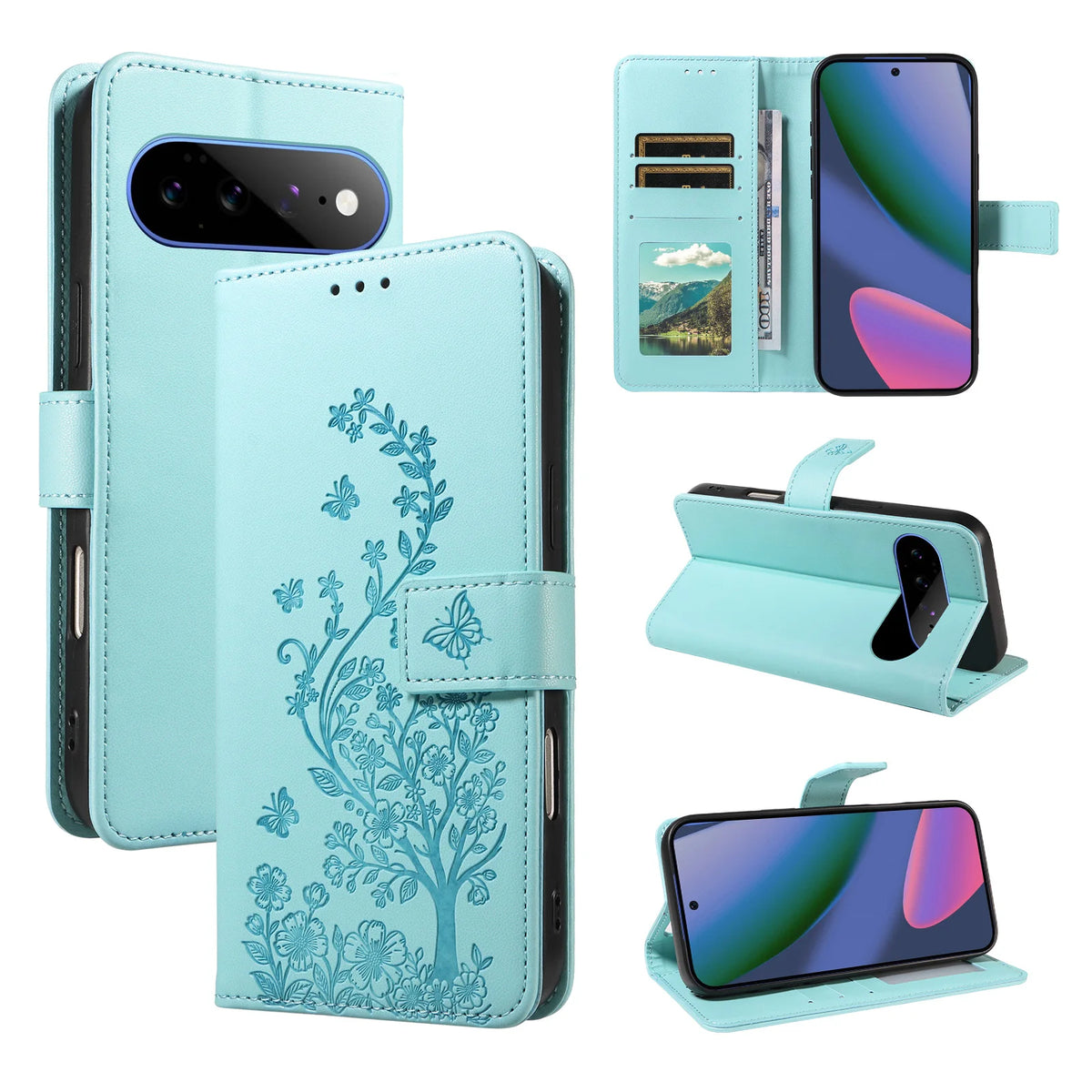 Floral Embossed Flip Wallet Phone Case for Google Pixel