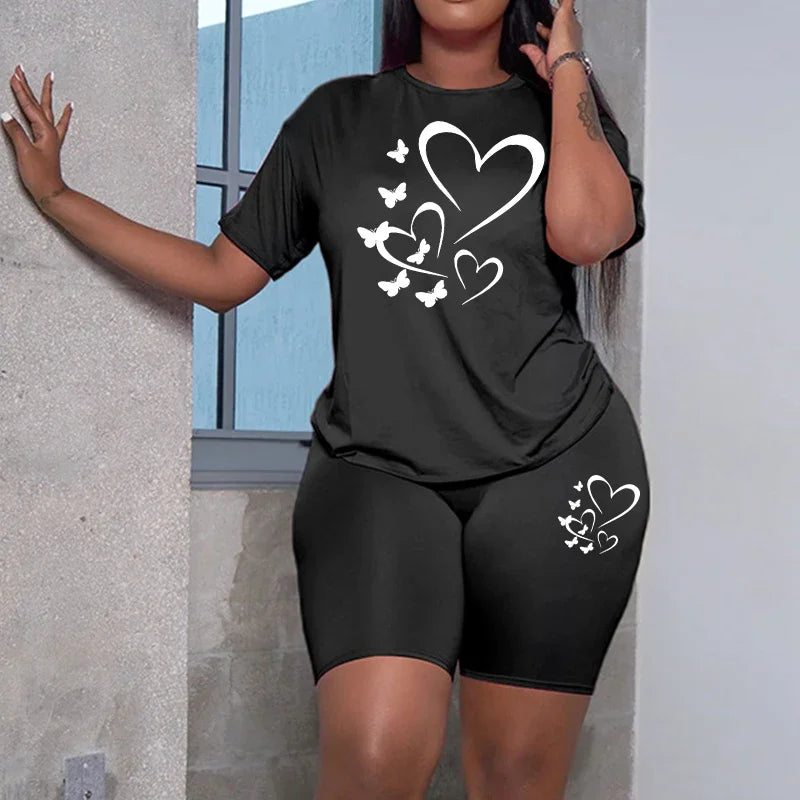 Women's Animal Print Top & Shorts Set