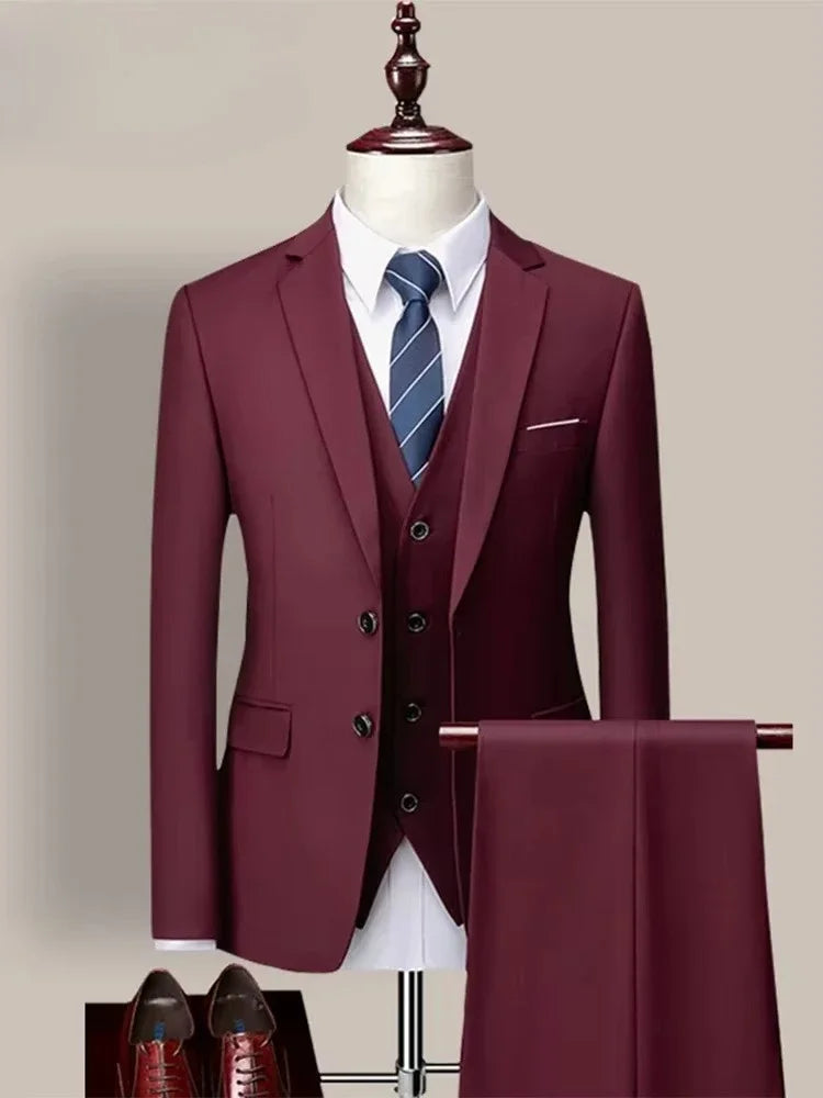Men's Classic Three-Piece Wedding Suit