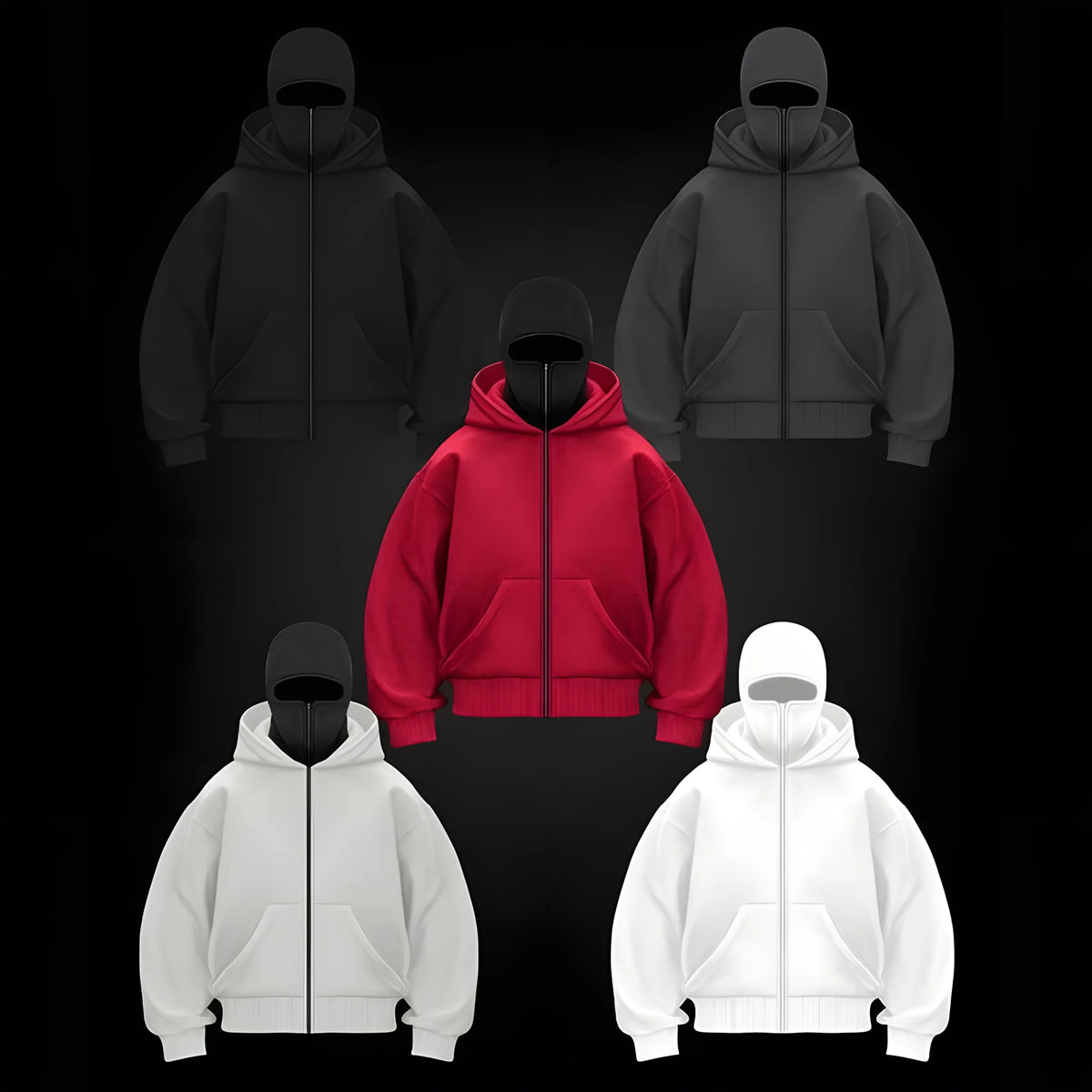 Men's Graphic Print Zip-Up Casual Hoodie