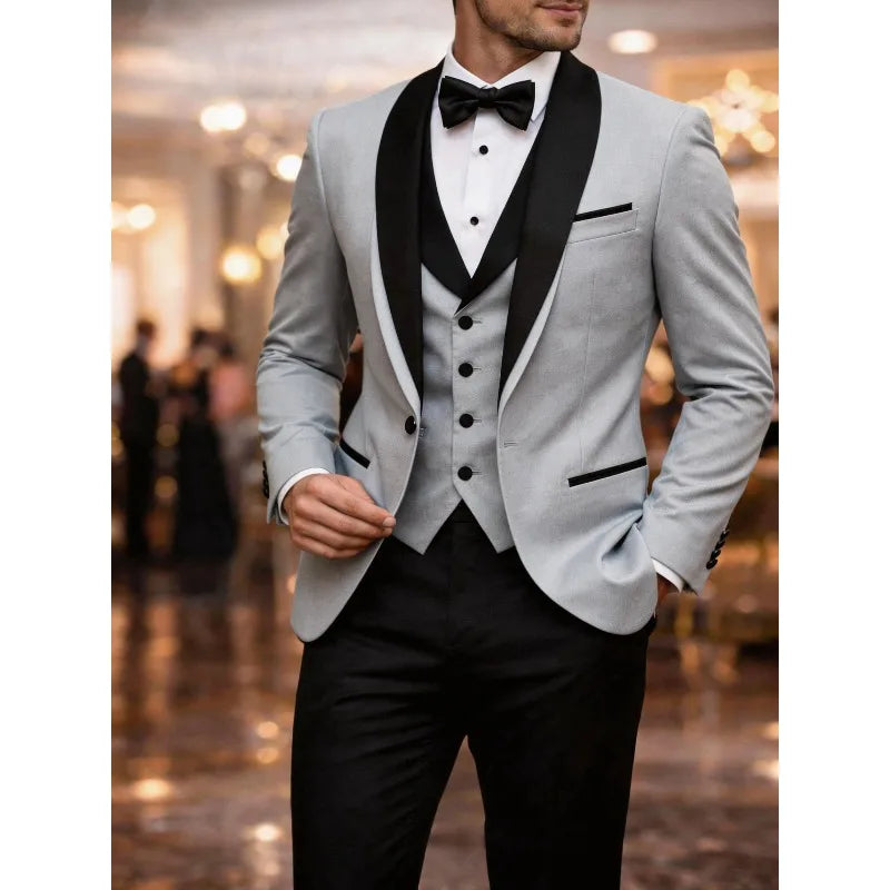 Men's Colour-Block Three-Piece Suit