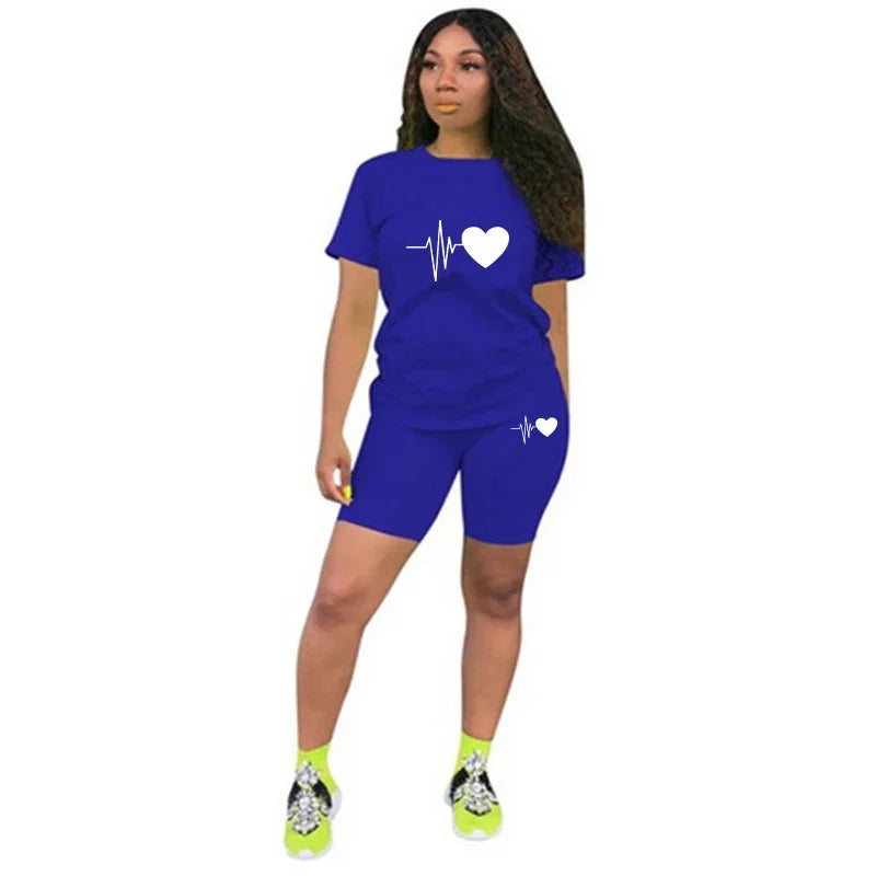 Women's Heart Print Casual T-Shirt