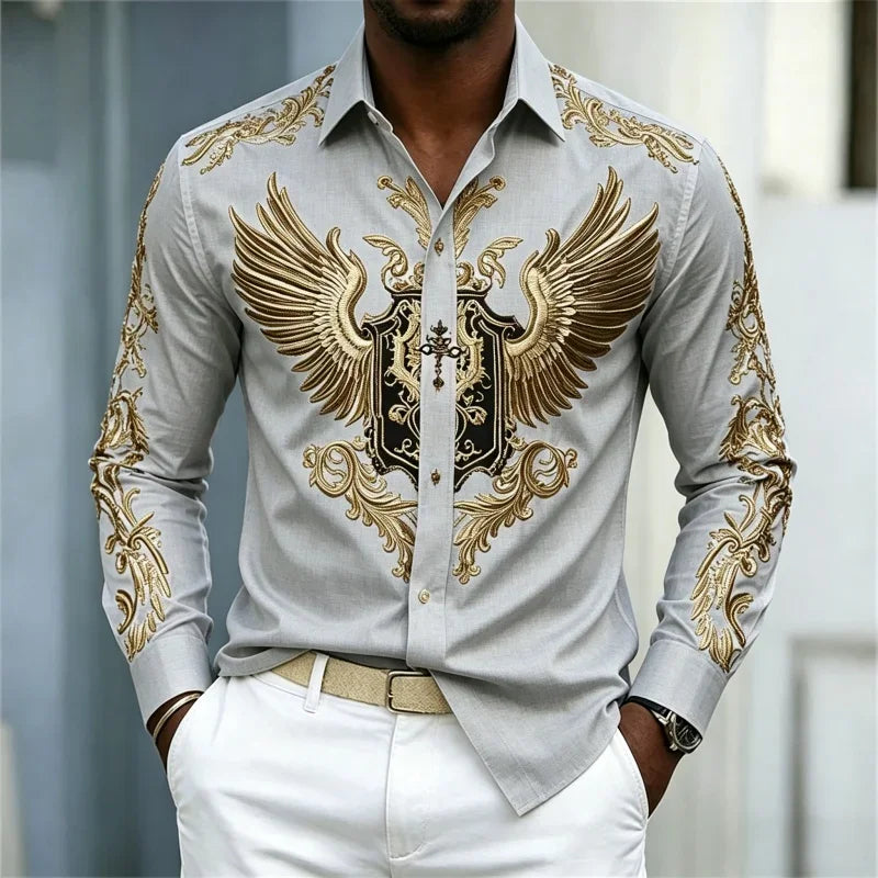 Men's Animal Print Long-Sleeve Casual Shirt