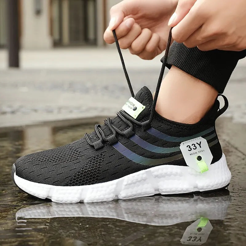 Men's Black Mesh Athletic Sneakers