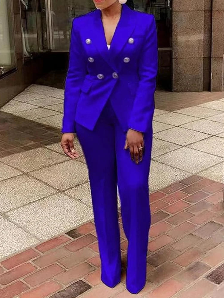 Women's Plus-Size Double-Breasted Suit Set