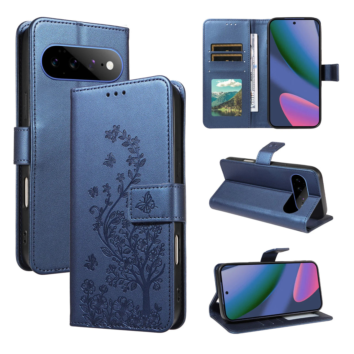 Floral Embossed Flip Wallet Phone Case for Google Pixel