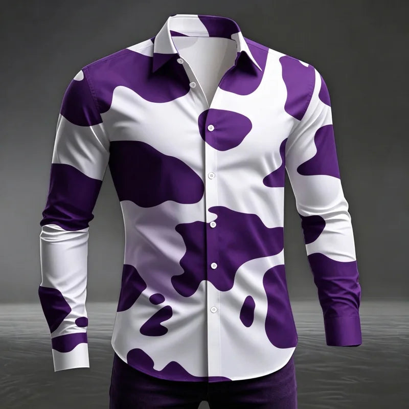 Men's Animal Print Long-Sleeve Casual Shirt