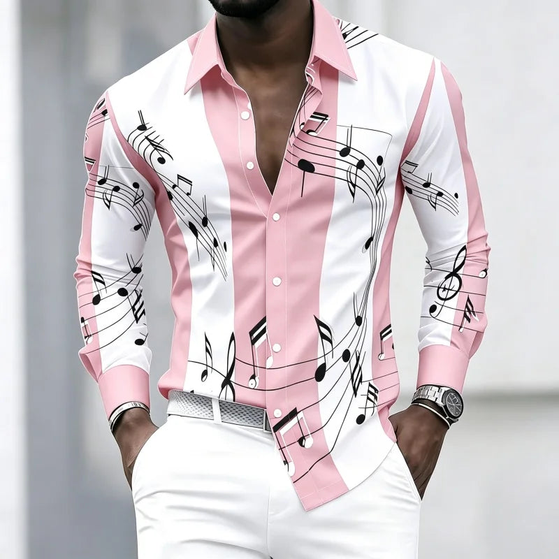 Men's Graphic Print Long-Sleeve Casual Shirt
