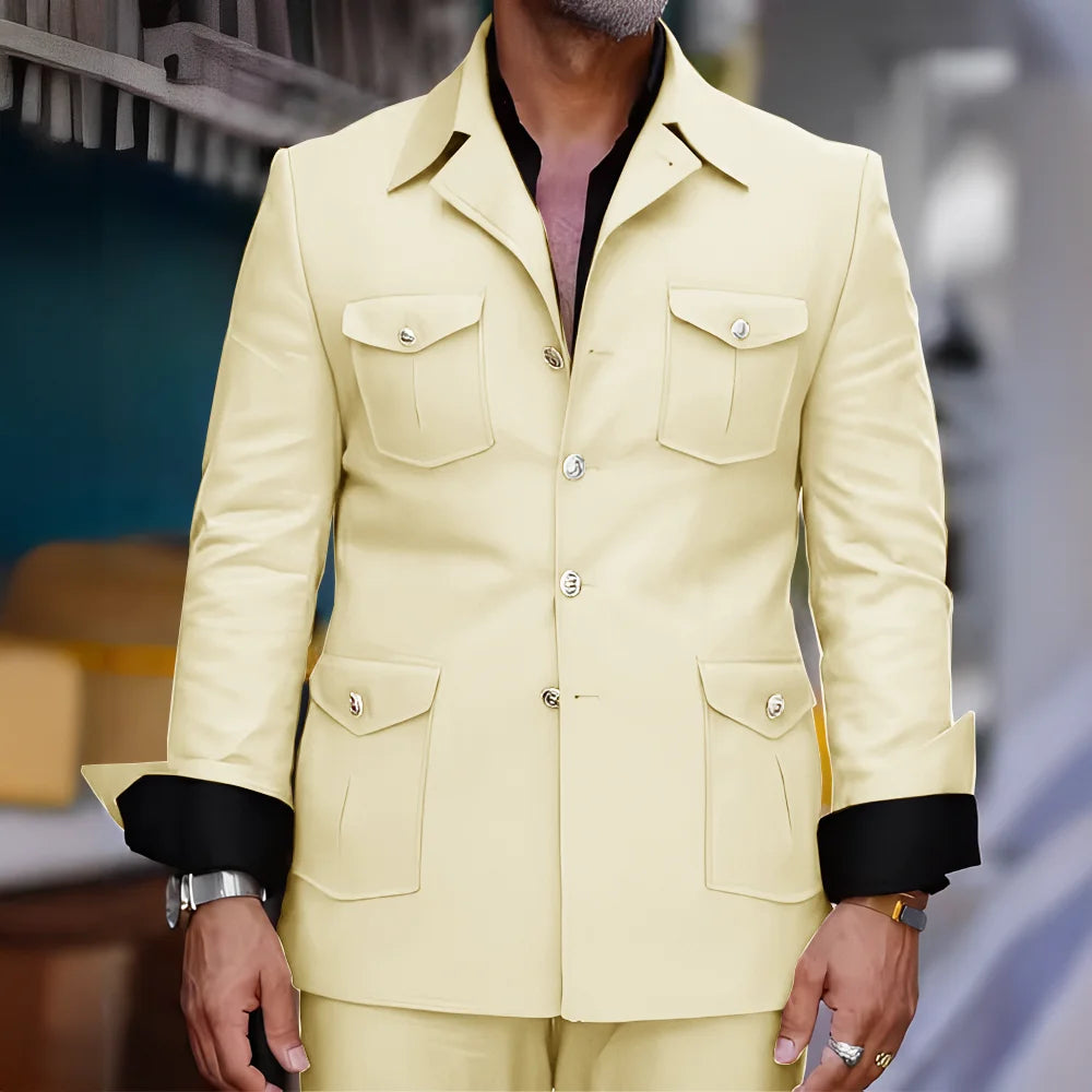 Men's Safari-Collar Jacket & Trouser Set