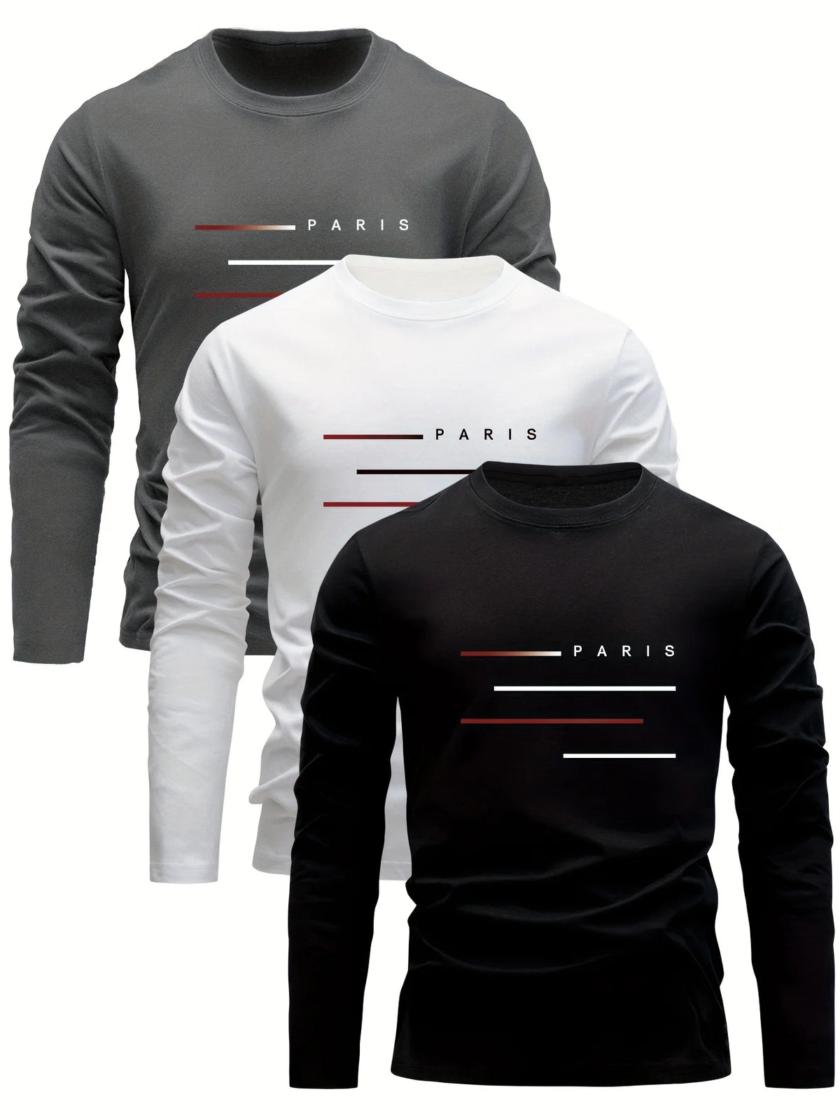 Men's Letter Print Long-Sleeve Casual T-Shirt