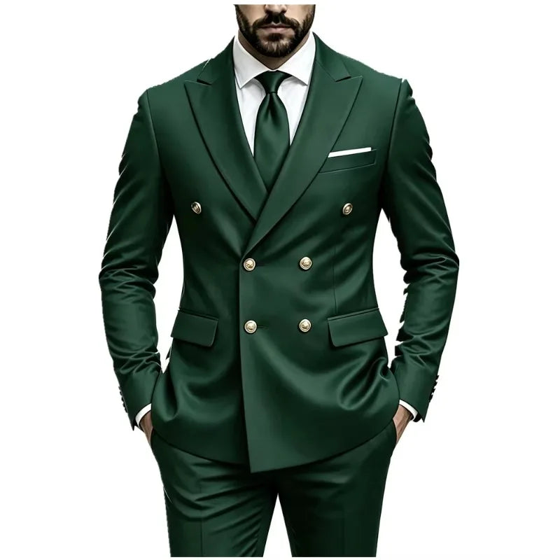 Men's Peak-Lapel Suit with Gold-Tone Buttons