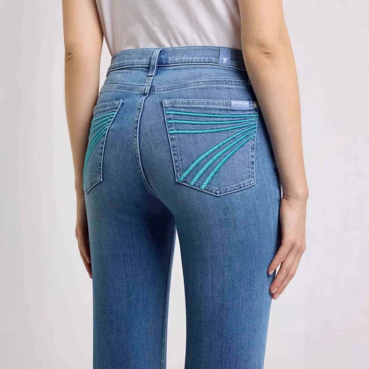 Women's Embroidered Stretch Flare Jeans — product view