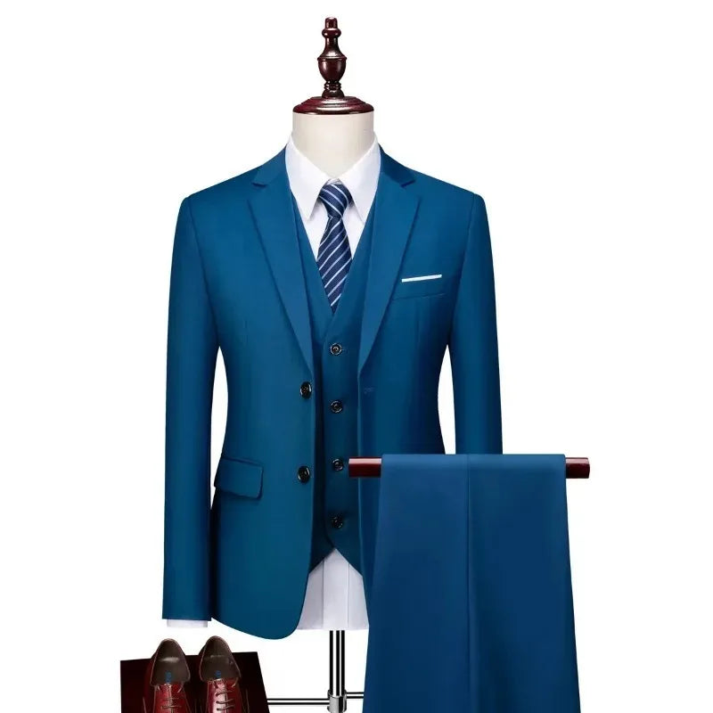 Men's Slim Fit Jacket, Vest & Trouser Set