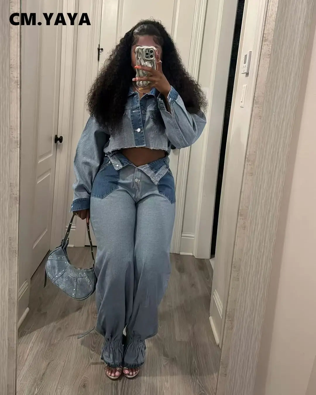 Women's Denim Jacket & Cargo Pants Set