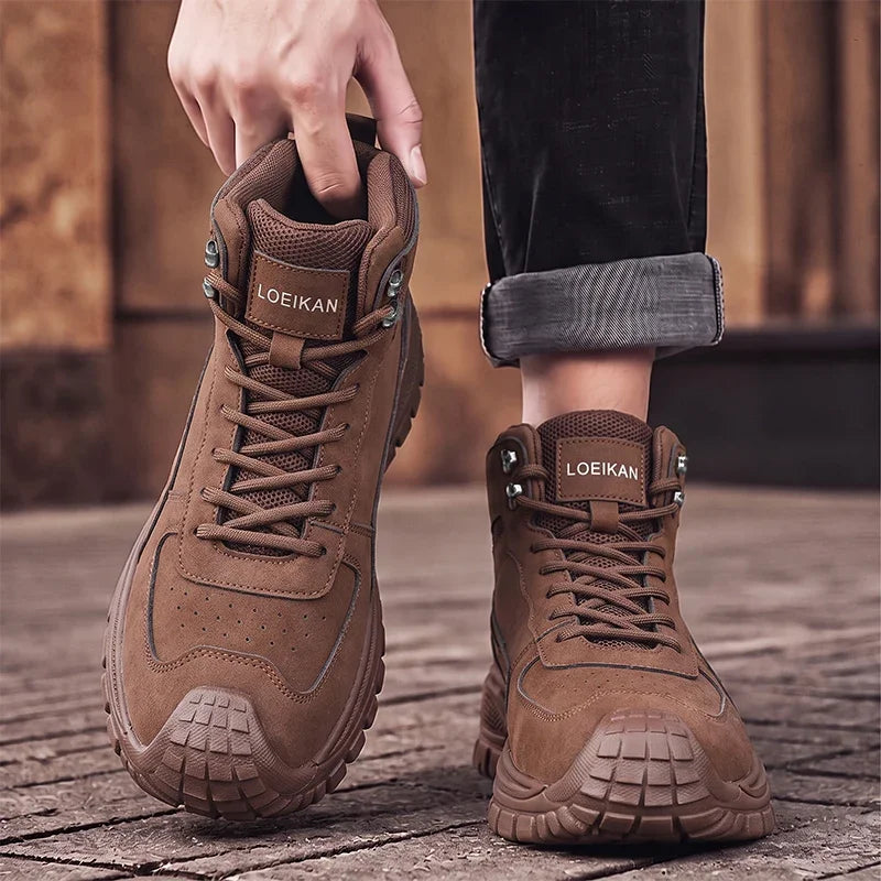 Men's Panelled Lace-Up High-Top Boots
