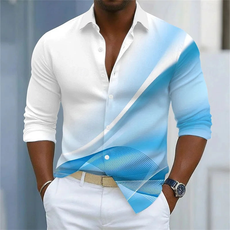 Men's Striped Long-Sleeve Casual Shirt